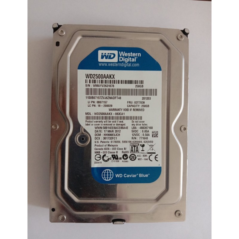 Disque Dur 250Go SATA 3.5" Western Digital Caviar Blue WD2500AAKX